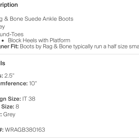 Rag and Bone bootie size 8! - Picture 6 of 6